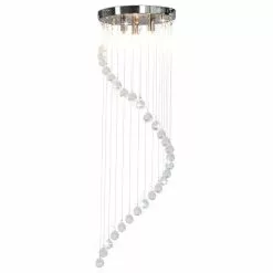 VIDAXL Plafonnier Avec Perles De Cristal Argente Spirale G9