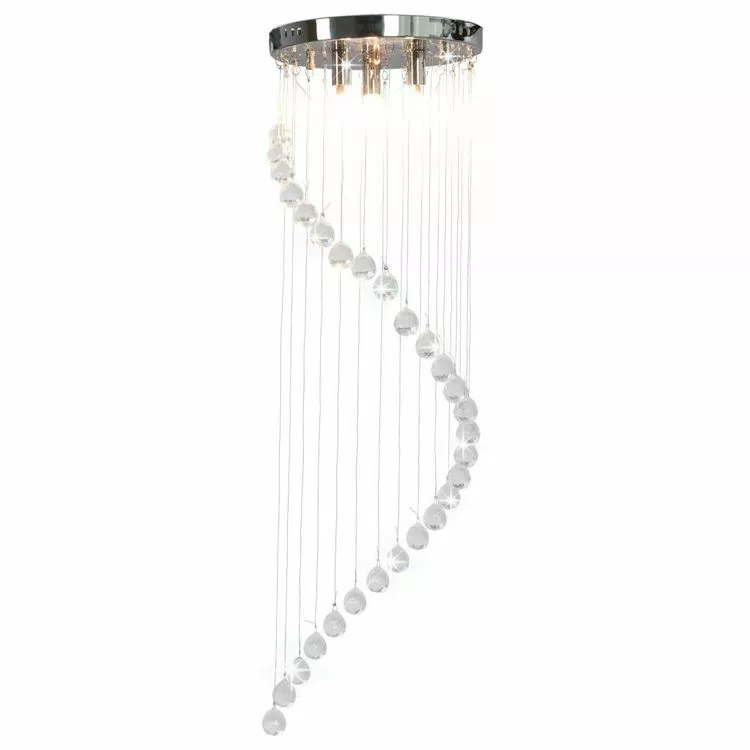 VIDAXL Plafonnier Avec Perles De Cristal Argente Spirale G9