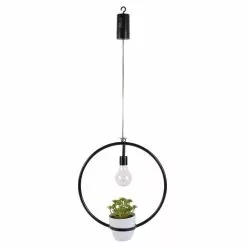 The Home Deco Factory Suspension LED Décorative Avec Plante Garden - H. 35 Cm - Noir