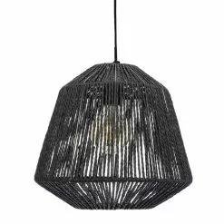 ATMOSPHERA Suspension Luminaire Effet Corde Ethnik - H. 90 Cm - Noir