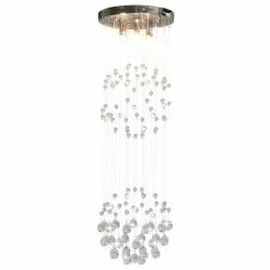 VIDAXL Plafonnier Avec Perles De Cristal Argente Sphere 3 Ampoules G9