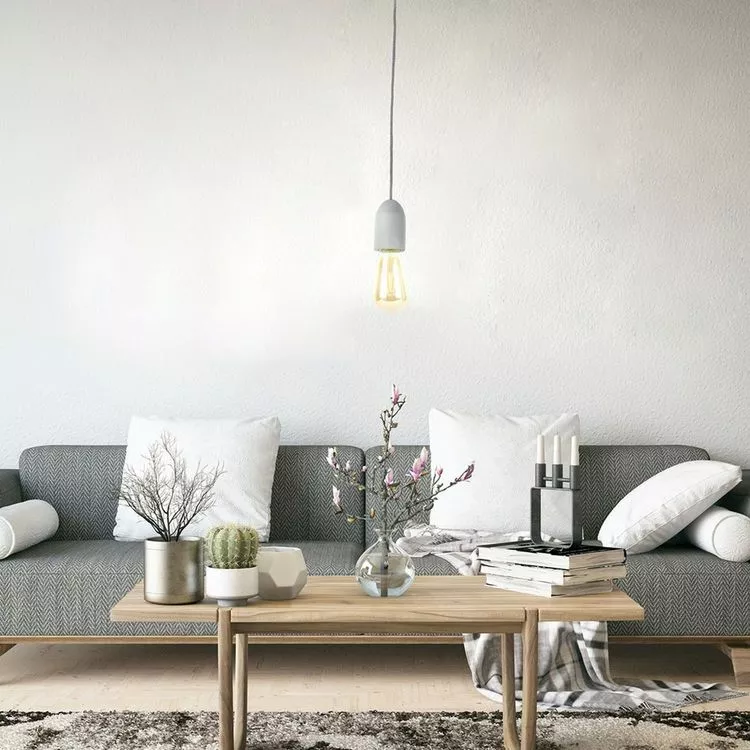 The Home Deco Factory Suspension Ampoule En Béton Felix - H. 150 Cm - Gris – Image 4