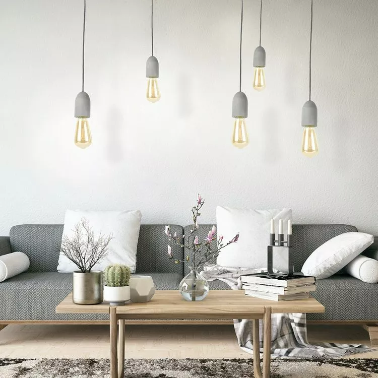 The Home Deco Factory Suspension Ampoule En Béton Felix - H. 150 Cm - Gris – Image 5