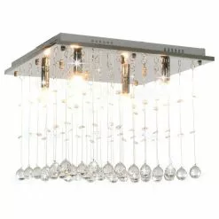 VIDAXL Plafonnier Avec Perles De Cristal Argente Cubique G9