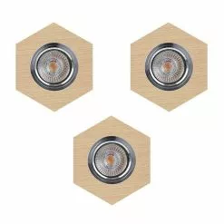 Paris Prix Lot De 3 Spots Encastrables Hexagone LED Bois 11cm Beige
