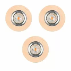 Paris Prix Lot De 3 Spots Encastrables Rond LED Bois 10cm Beige