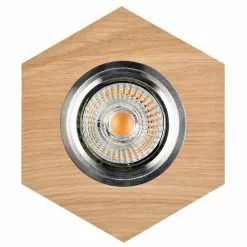 Paris Prix Spot Encastrable Hexagone LED Bois 11cm Naturel