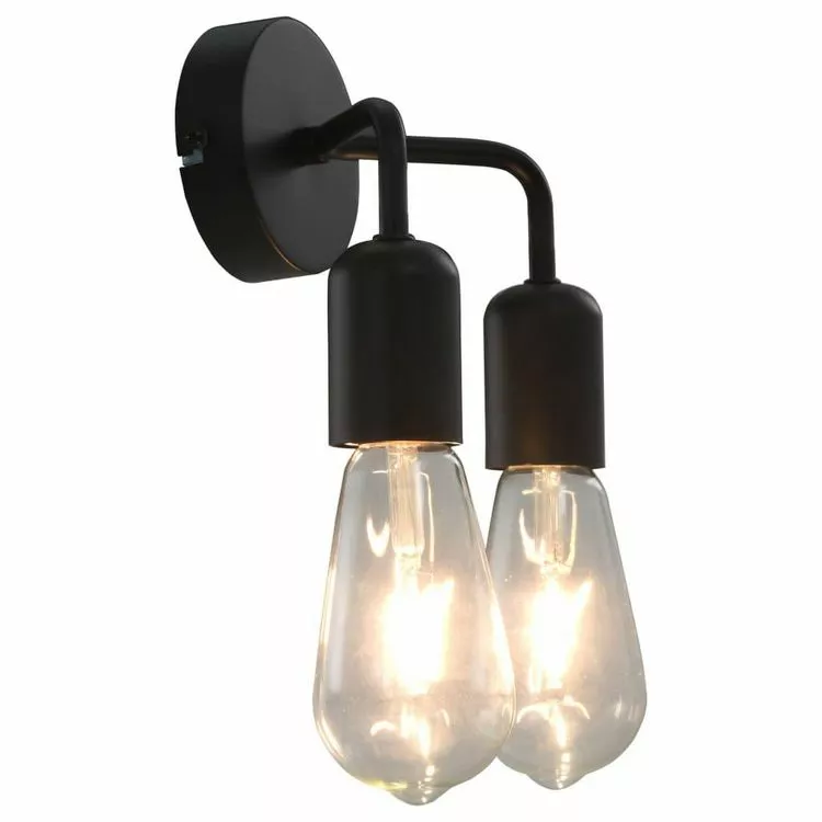 VIDAXL Lampe Murale Avec Ampoules A Filament 2W Noir E27