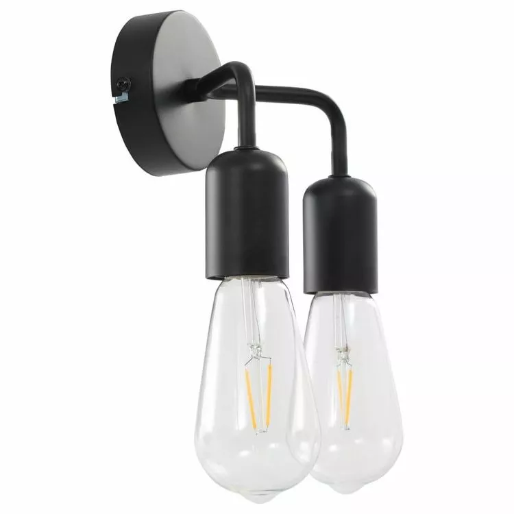 VIDAXL Lampe Murale Avec Ampoules A Filament 2W Noir E27 – Image 2