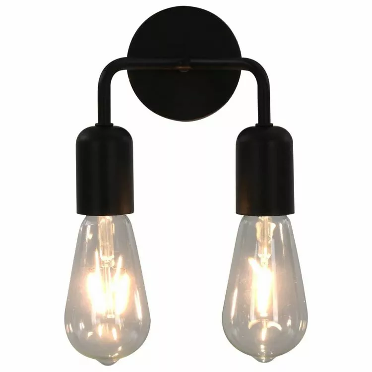 VIDAXL Lampe Murale Avec Ampoules A Filament 2W Noir E27 – Image 3