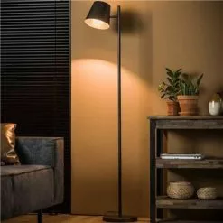 NOUVOMEUBLE Lampadaire En Métal Noir Moderne LESTER