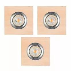 Paris Prix Lot De 3 Spots Encastrables Carré LED Bois 9cm Beige