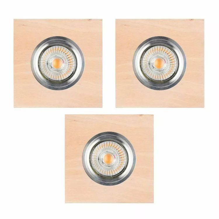 Paris Prix Lot De 3 Spots Encastrables Carré LED Bois 9cm Beige