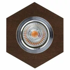 Paris Prix Spot Encastrable Hexagone LED Bois 11cm Marron