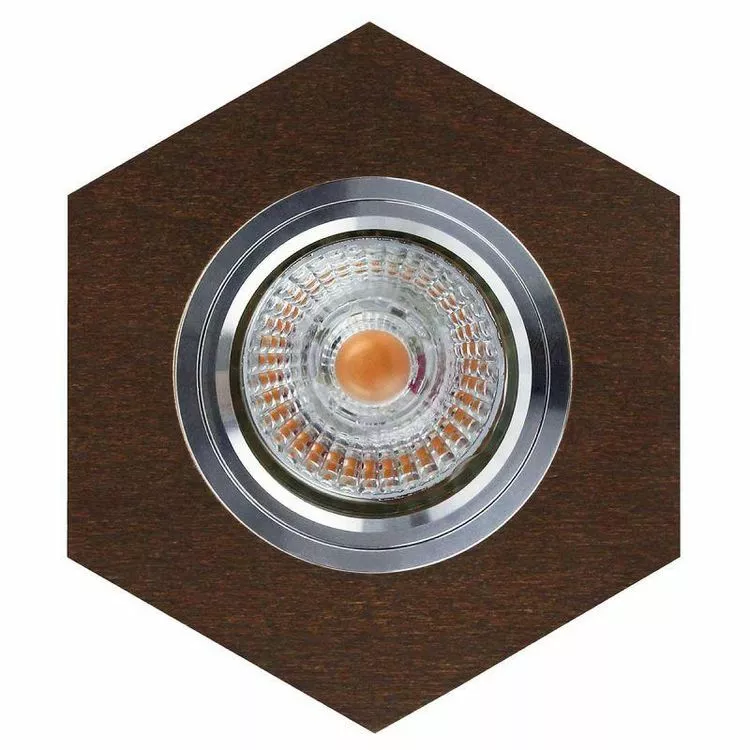 Paris Prix Spot Encastrable Hexagone LED Bois 11cm Marron