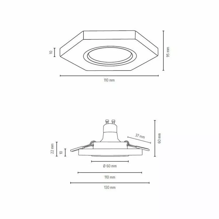 Paris Prix Spot Encastrable Hexagone LED Bois 11cm Marron – Image 2