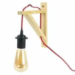 Paris Prix Lampe Murale En Bois Fact 22cm Naturel & Rouge