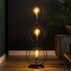 NOUVOMEUBLE Lampadaire En Métal Noir 3 Lampes Moderne TURNER