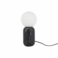 Leitmotiv Lampe à Poser Design Boule Gala Effet Marbré - H. 32 Cm - Noir