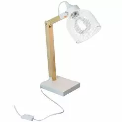 Paris Prix Lampe De Bureau Articulée Grille 38cm Naturel & Blanc