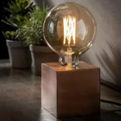 NOUVOMEUBLE Lampe à Poser Design 10 Cm En Métal Cuivré SQUARE