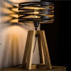 NOUVOMEUBLE Lampe De Table En Bois Et Métal DUDLEY