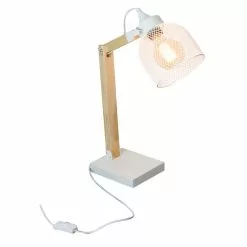 The Home Deco Factory Lampe De Bureau Inclinable En Bois Et Métal - H.38 Cm - Blanc