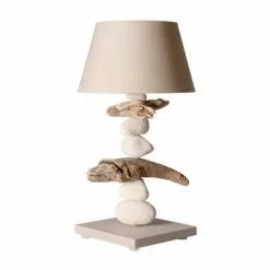 Bo Time Lampe De Chevet Bord De Mer En Bois Et Galets - Personnalisable - Fabriqué à La Main En France 40 Cm - 20
