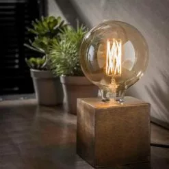 NOUVOMEUBLE Petite Lampe à Poser Design En Métal Bronze SQUARE