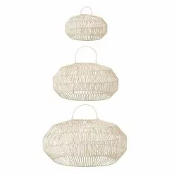 Paris Prix Lot De 3 Abat-Jours Ronds Rotin 40cm Blanc