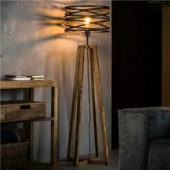 NOUVOMEUBLE Lampadaire En Bois Et Métal DUDLEY