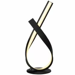 HOMCOM Lampe à Poser Design Contemporain - Lampe De Table Design Spirale - Dim. 21L X 15l X 43H Cm - Alu. Noir LED Blanc Chaud