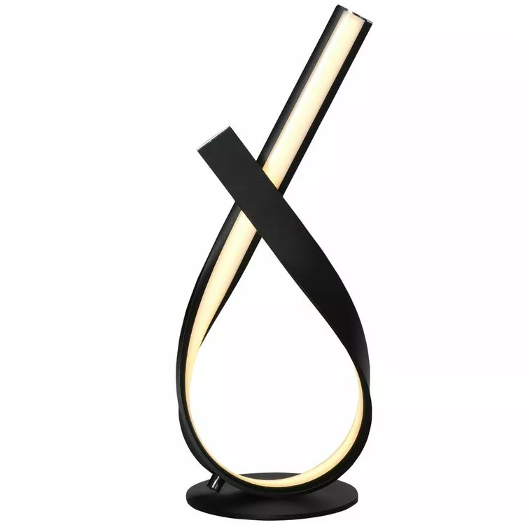 HOMCOM Lampe Ă Poser Design Contemporain - Lampe De Table Design Spirale - Dim. 21L X 15l X 43H Cm - Alu. Noir LED Blanc Chaud