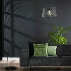 NOUVOMEUBLE Lampadaire Arc En Métal Noir Moderne GUZMAN