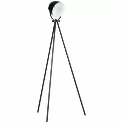 HOMCOM Lampadaire Trépied Style Industriel Abat-jour Ajustable E27 40W Max. Dim. 60L X 54l X 135H Cm Métal Noir Blanc