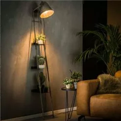 NOUVOMEUBLE Lampadaire Avec étagères Industriel En Métal FERGUS