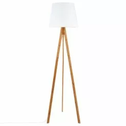 ATMOSPHERA Lampadaire Bambou Bahi - Hauteur 160 Cm - Blanc