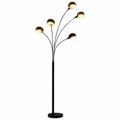 VIDAXL Lampadaire 200 Cm 5 X E14 Noir Et Dore