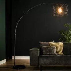 NOUVOMEUBLE Lampadaire Arc Moderne En Métal Et Marbre Noir CURVE