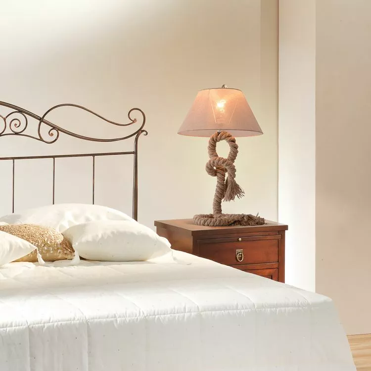 HOMCOM Lampe De Table - Lampe à Poser Style Marin - Ø 40 X 65H Cm - Abat-jour PVC Revêtement Lin Beige – Image 2