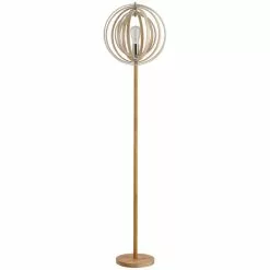 HOMCOM Lampadaire Sur Pied Circulaire 40 W Max. Abat-Jour Bois Naturel Clair Dim. Ø 38 X 160 Cm