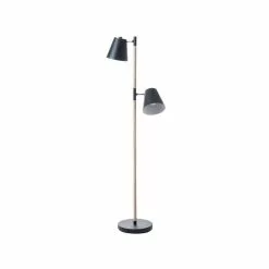 Leitmotiv Lampadaire En Bois Et Métal Rubi - Hauteur 150 Cm - Marron Et Blanc
