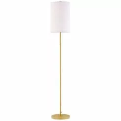 HOMCOM Lampadaire Design Néo-rétro 40 W Max. Piètement Mât Acier Doré Abat-jour Lin Crème