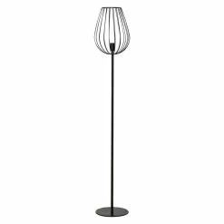 HOMCOM Lampadaire Design Industriel Metal Filaire Ampoule E27 40 W Max. 27,5 X 27,5 X 159 Cm Noir